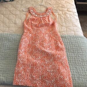 Milly Orange and White Patterned Dress